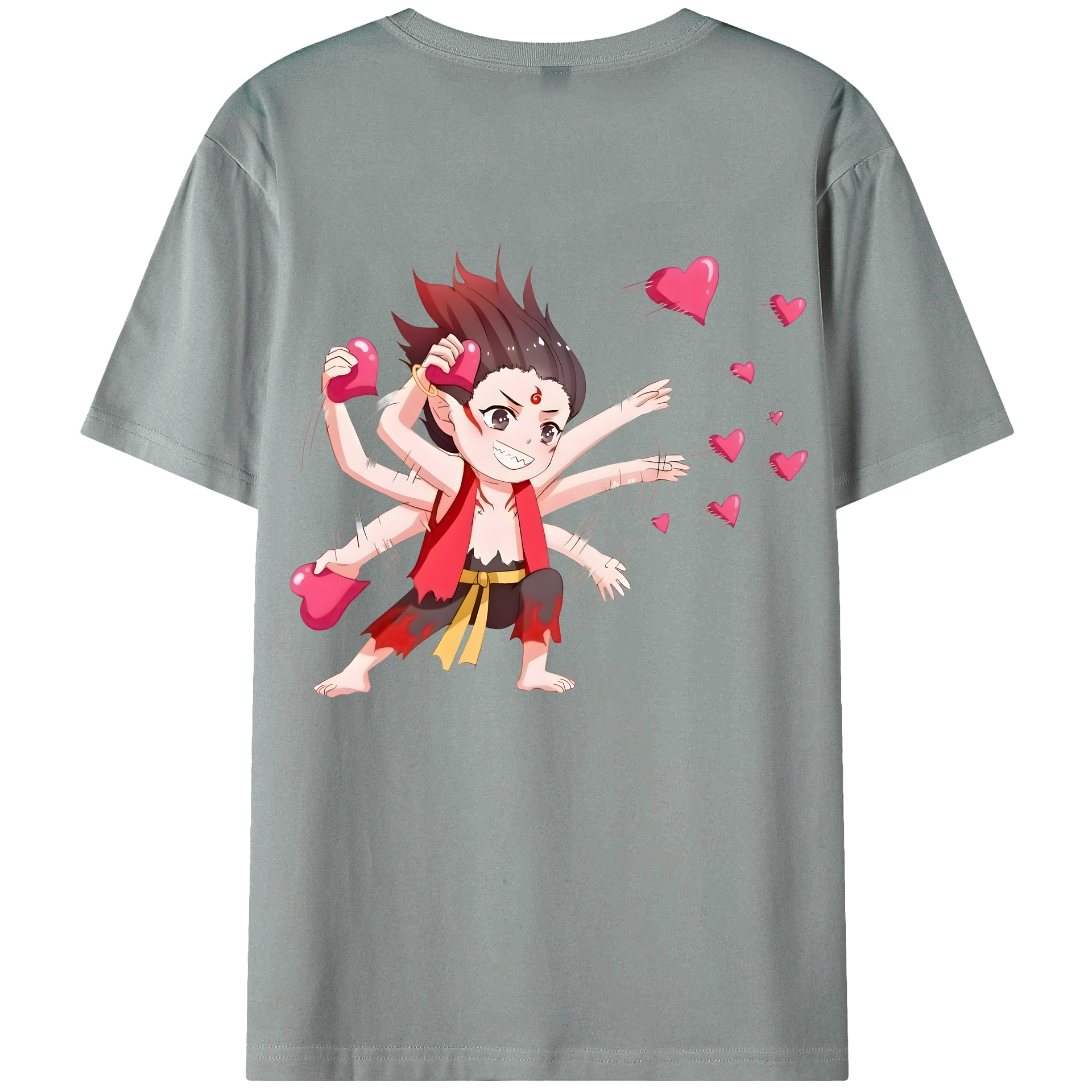 （画像用） Ne Zha 2 ナタ 魔童の大暴れ 綿100％ メンズ半袖Tシャツ（バックプリント） 通気性